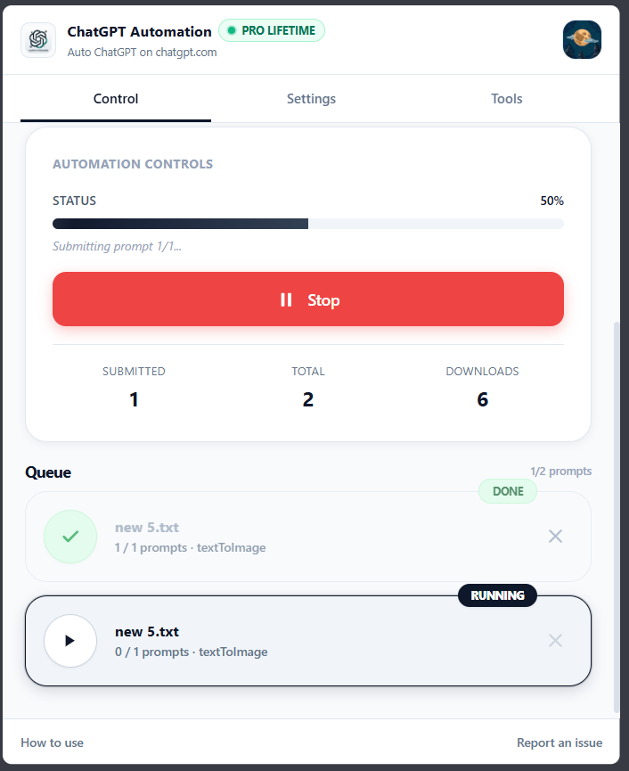 Live ChatGPT Automation queue